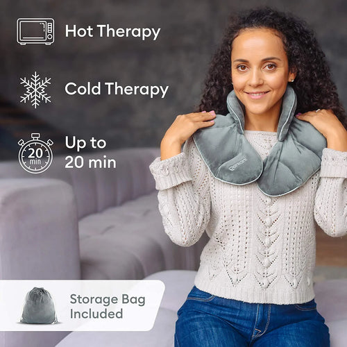 Cooling & Heating Neck Wrap – Microwavable Cordless Heat & Cold Pad with Lavender Aromatherapy for Neck, Shoulders & Muscle Relief (Universal Size, Cloud Gray)