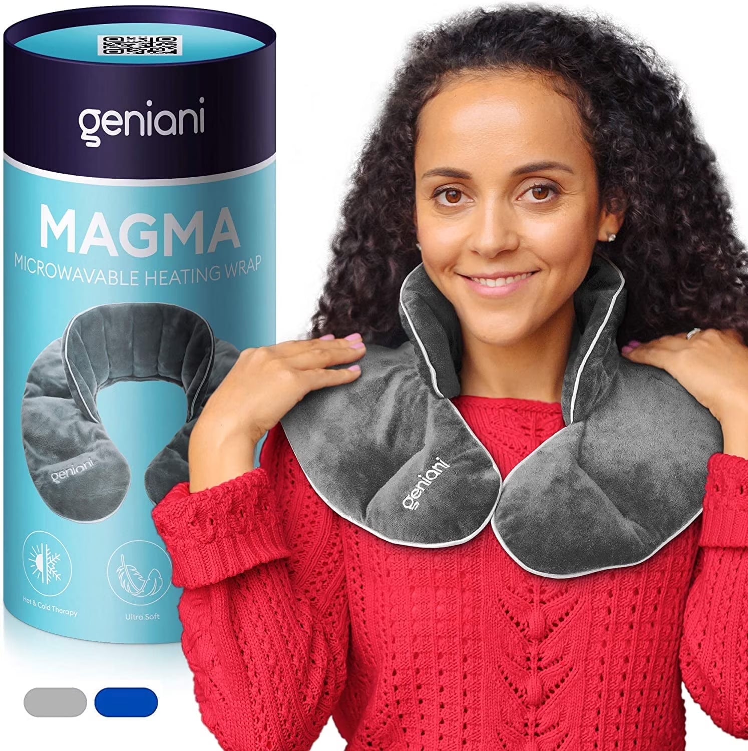 Cooling & Heating Neck Wrap – Microwavable Cordless Heat & Cold Pad with Lavender Aromatherapy for Neck, Shoulders & Muscle Relief (Universal Size, Cloud Gray)