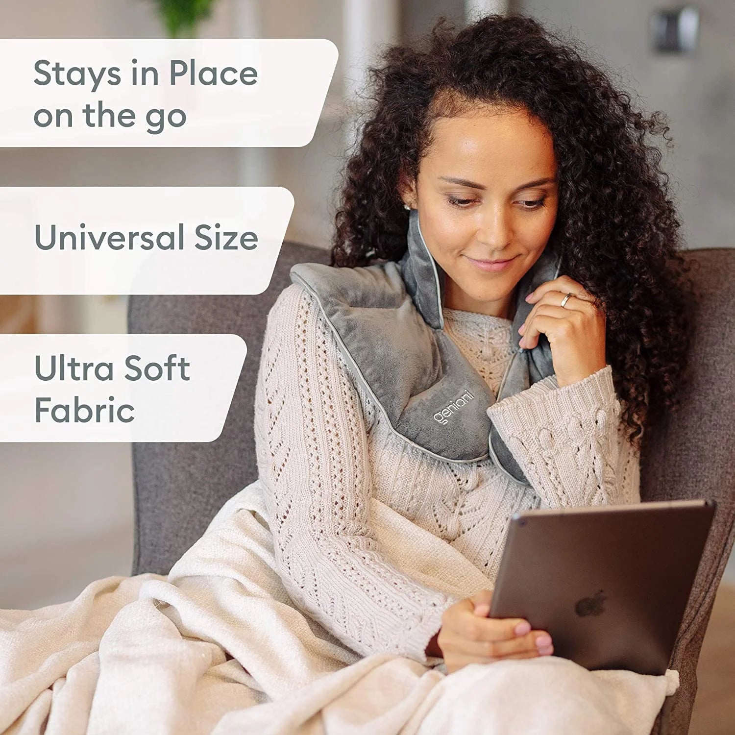 Cooling & Heating Neck Wrap – Microwavable Cordless Heat & Cold Pad with Lavender Aromatherapy for Neck, Shoulders & Muscle Relief (Universal Size, Cloud Gray)