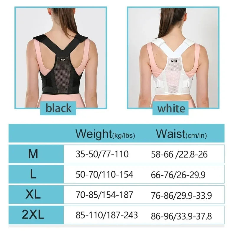Postureright Upper/Lower Back Support for Scoliosis - Medical Grade Posture Corrector with Chest Strap Full Body Support
